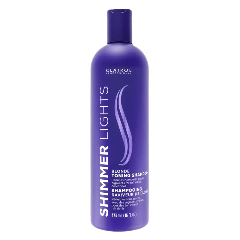 Clairol Professional Shimmer Lights Purple Shampoo, 16 fl. Oz, Neutralizes Brass & Yellow Tones, For Blonde, Silver, Gray & Highlighted Hair Packaging May Vary