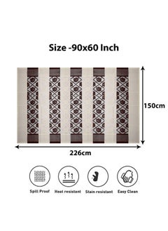Kuber Industries Kuber Industries Dining Table Cover | Cotton Net Brown Flower Patta Pattern | Tablecloth for Home D?cor | Tablecloth for Dining Area | 60X90 Inch | Cream  - Image 3