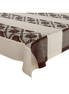 Kuber Industries Kuber Industries Dining Table Cover | Cotton Net Brown Flower Patta Pattern | Tablecloth for Home D?cor | Tablecloth for Dining Area | 60X90 Inch | Cream  - Image 2