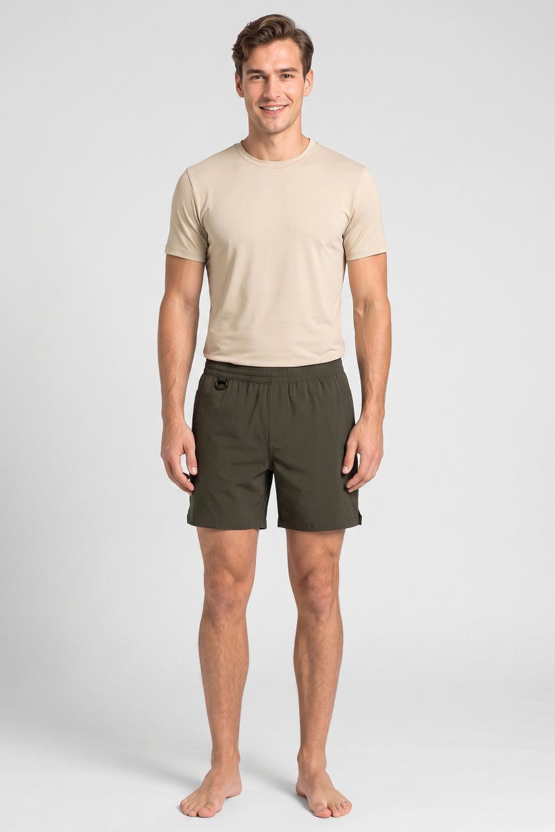 Unipro Men Solid Board Shorts, Olive - Image 2