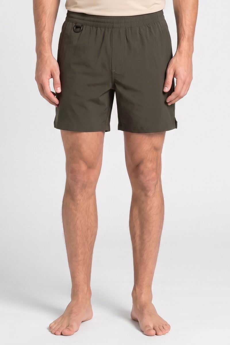 Unipro Men Solid Board Shorts, Olive - Image 1