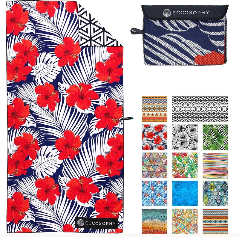 ECCOSOPHY Microfiber Beach Towel - Sand Free Towels are Quick Dry, Light Weight, Super Absorbent - Perfect Pool, Travel, Cruise, Camping Essentials - Oversized Extra Large for Adults 71x35 in - Image 1