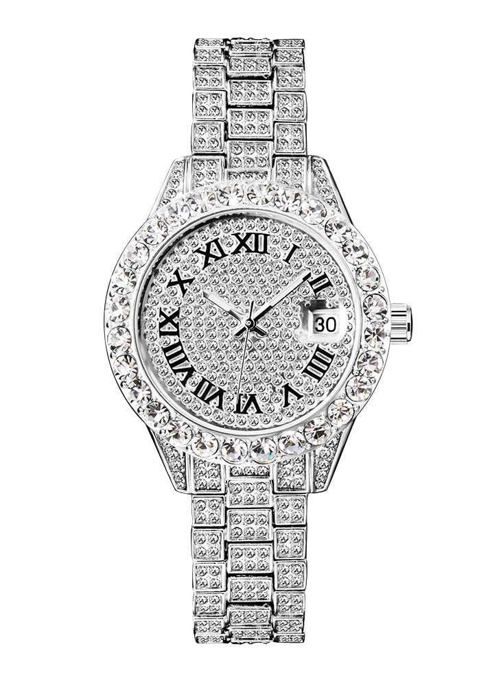 MISS FOX Fashion Diamond Waterproof Calendar Full Diamond Luminous Ladies Quartz Watch Japanese Quartz 30 Meters Waterproof Formal Casual Watch - Image 1