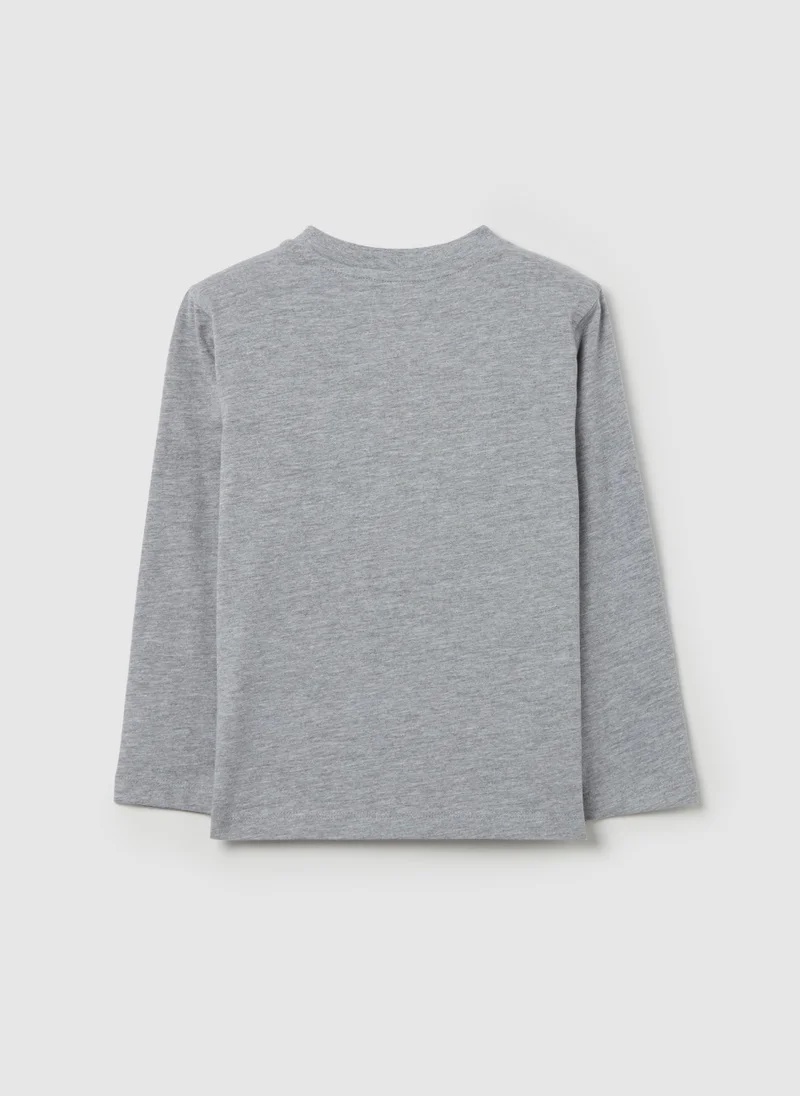 او في اس Long-Sleeved T-Shirt With Print