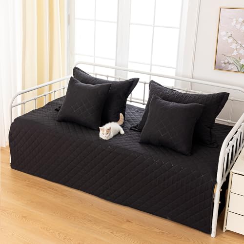 Feyocn 5-Piece Cozy Daybed Bedding Set - Twin/Double Sided Quilting Comforter & Bedspread, Geometric Print, 39"x75" with 4 Pillow Shams - Image 2