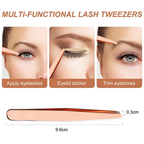 FADVAN Lash Applicator Tool 2 Pcs Lash Tweezers Stainless Steel Curved With Eyebrow Tweezers For Women DIY Eyelash Extensions Applicator Set for False Eyelash By FADVAN (Gold) - Image 5