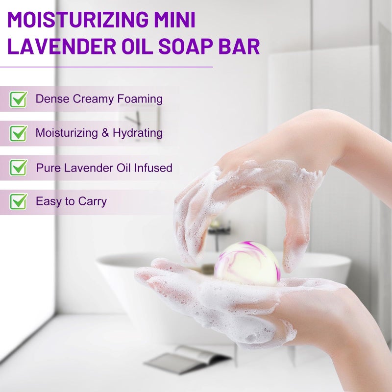 Umpeimvon 14 Pack Travel Size Lavender Soap, Individually Wrapped Handmade 4-In-1 Mini Hotel Soap Bars with Shea Butter, Olive Oil, Creamy Lather, Eco-Friendly, 0.7 oz - Image 4