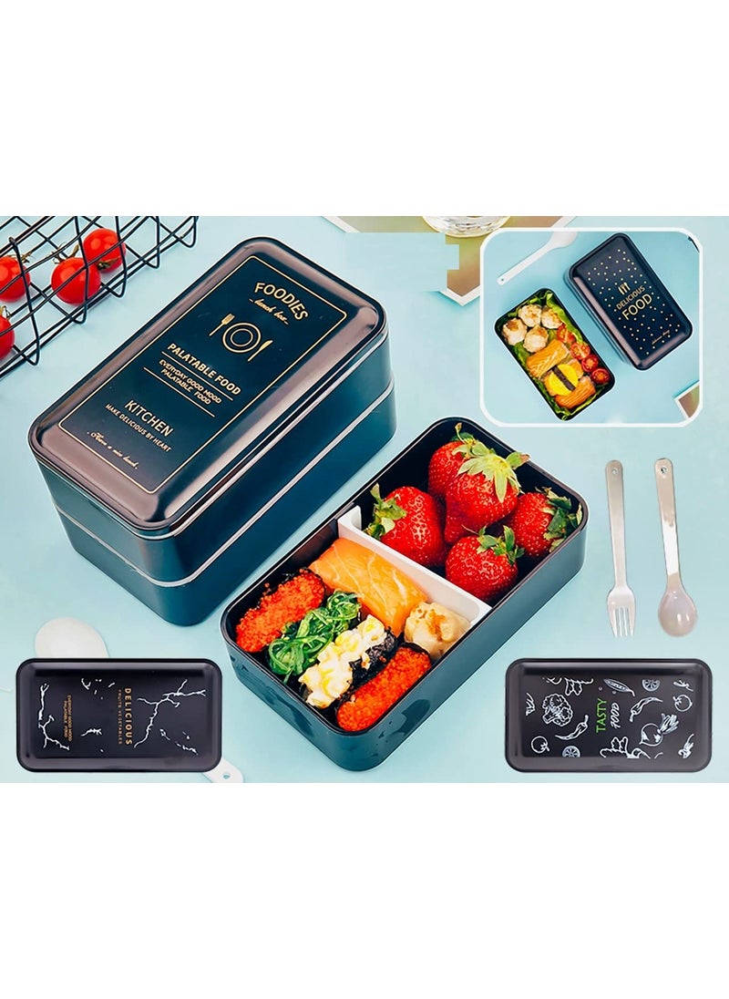 TEMSON - TEMSON Insulated Lunch Box for Kids - Stainless Steel Lunch Box, Tiffin Box, Lunch Box with Spoon, Double Leak-Proof Lunch Box (Double Decker) - 1200 ML (LB-8875) - Image 1