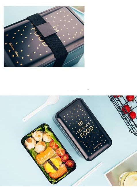 TEMSON - TEMSON Insulated Lunch Box for Kids - Stainless Steel Lunch Box, Tiffin Box, Lunch Box with Spoon, Double Leak-Proof Lunch Box (Double Decker) - 1200 ML (LB-8875) - Image 1