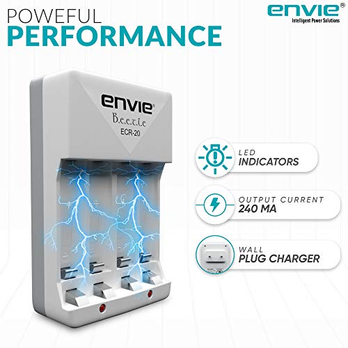 ENVIE® (ECR-20) Beetle Wall Charger for AA & AAA (Ni-MH/Ni-CD) Rechargeable Batteries with LED Indicators, Charge 2 or 4 Batteries At a Time - Image 3