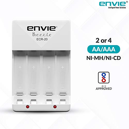 ENVIE® (ECR-20) Beetle Wall Charger for AA & AAA (Ni-MH/Ni-CD) Rechargeable Batteries with LED Indicators, Charge 2 or 4 Batteries At a Time - Image 5