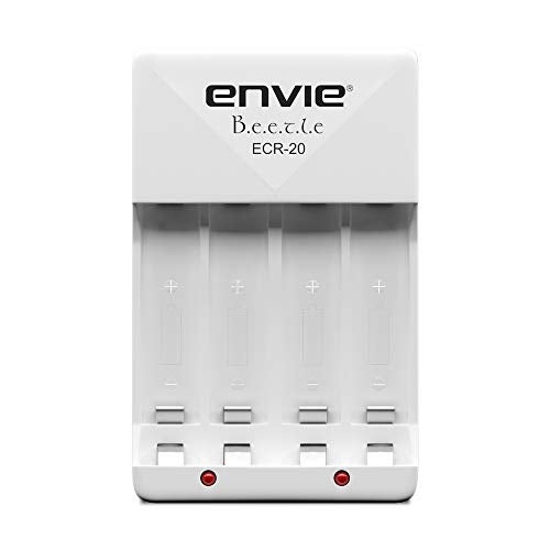 ENVIE® (ECR-20) Beetle Wall Charger for AA & AAA (Ni-MH/Ni-CD) Rechargeable Batteries with LED Indicators, Charge 2 or 4 Batteries At a Time - Image 1