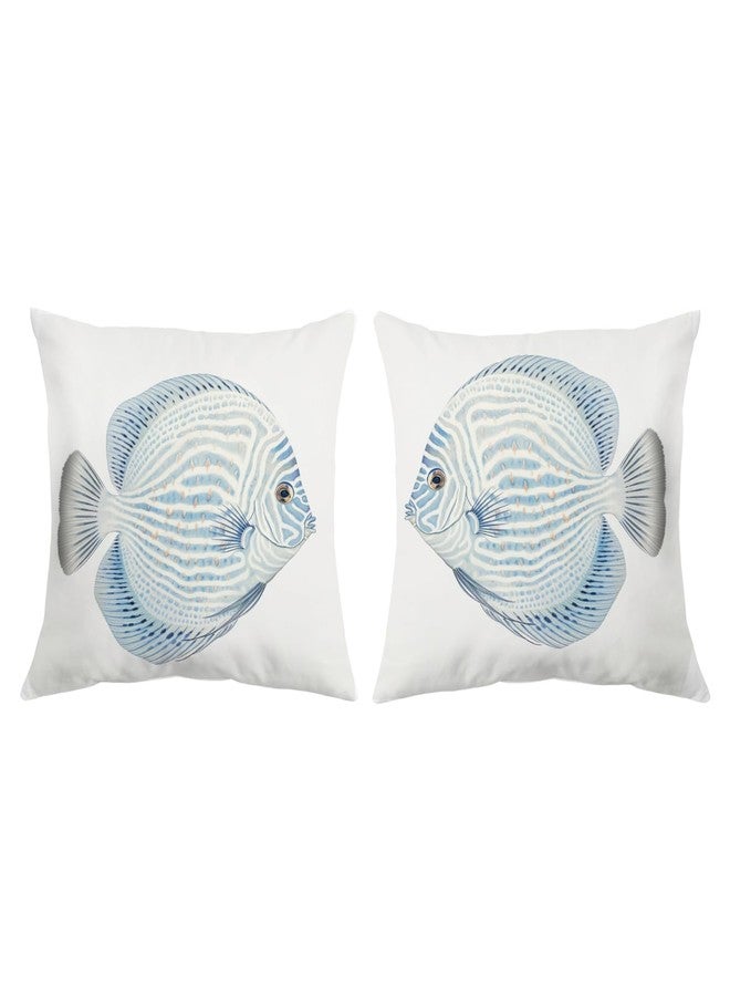 Supwhd Fish Throw Pillow Covers, Beach Coastal Pillow Covers 18x18 Set of 2, Beach Coastal Pillows Decorative Throw Pillows for Home Couch Bedroom Living Room - Image 1