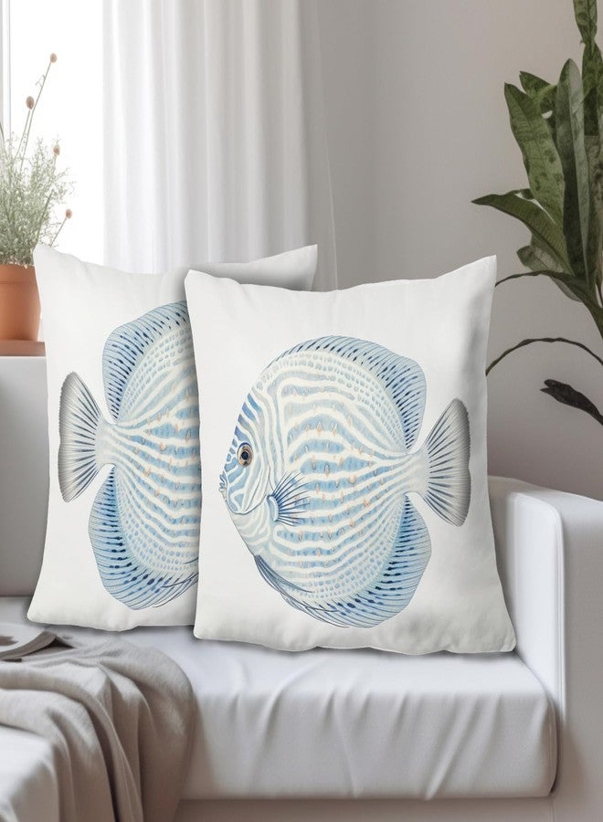 Supwhd Fish Throw Pillow Covers, Beach Coastal Pillow Covers 18x18 Set of 2, Beach Coastal Pillows Decorative Throw Pillows for Home Couch Bedroom Living Room - Image 2