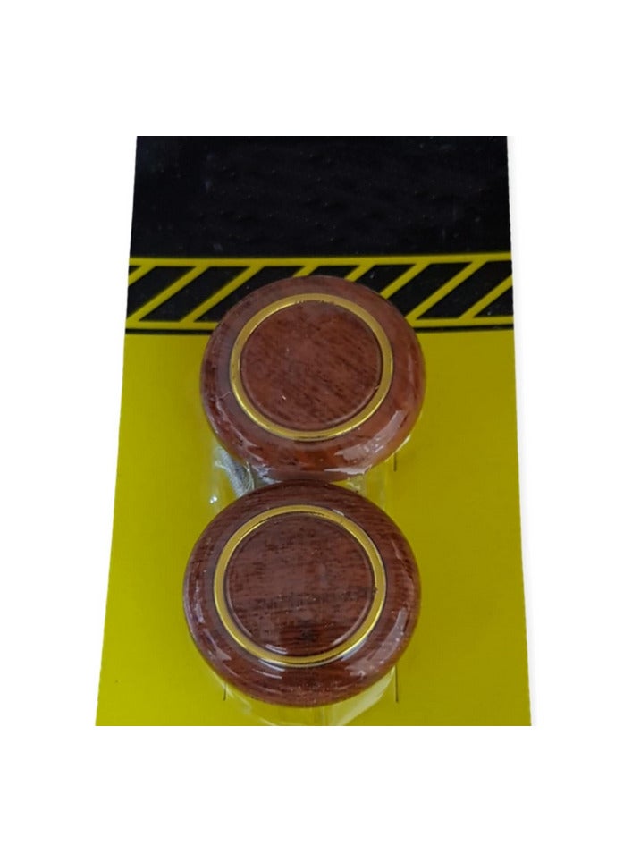 2-Piece Gilded Wooden Cabinet and Drawer Handle (Circular), Brown - Image 1