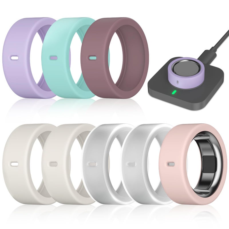 ZOOROO 8 Pack Ring Cover Compatible with Oura Ring Gen 44 Ceramic Oura Ring Gen 3 HorizonHeritage Support Charging with Cover on AntiScratch Elastic Silicone Ring Protector for Men Women Working Out - Image 2