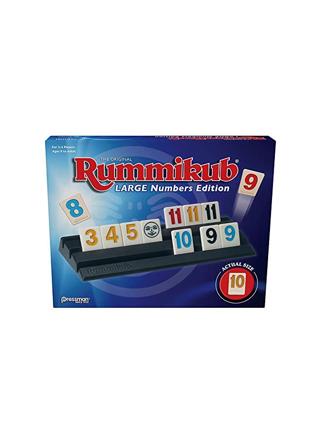Pressman Rummikub Large Numbers Edition - The Original Rummy Tile Game Blue, 5" - Image 1
