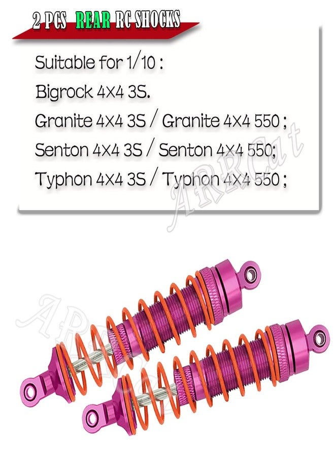 ARRCat 2PCS Rear Shocks Upgrade Parts for 1/10 Bigrock 4X4 Granite 4X4 Senton 4X4 Vorteks 4X4 Typhon 4X4 RC Truck,Full Aluminum Big Bore Shock Hops Up,Replace AR330550 AR330551,Rose - Image 2