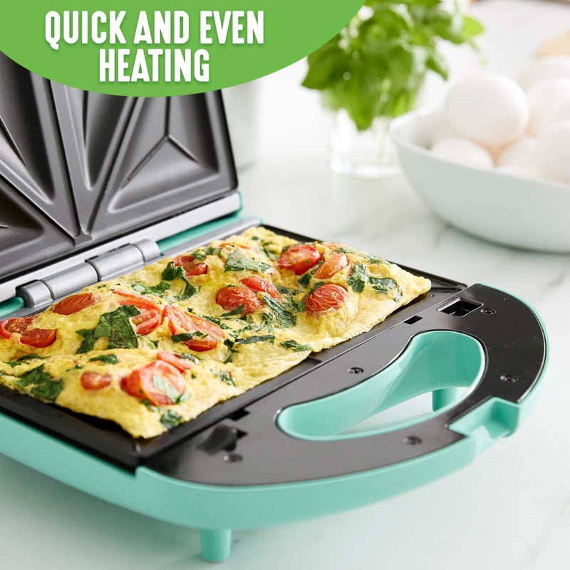 GreenLife Electric Waffle Sandwich Maker, Toaster, Panini Press with Healthy Ceramic Nonstick Plates, Perfect for Tuna Melts, Crispy Rice, Grilled Cheese, LED Indicator Light, PFAS-Free, Turquoise - Image 4