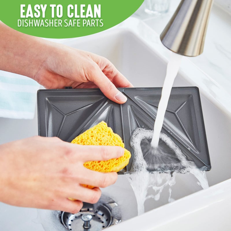 GreenLife Electric Waffle Sandwich Maker, Toaster, Panini Press with Healthy Ceramic Nonstick Plates, Perfect for Tuna Melts, Crispy Rice, Grilled Cheese, LED Indicator Light, PFAS-Free, Turquoise - Image 5