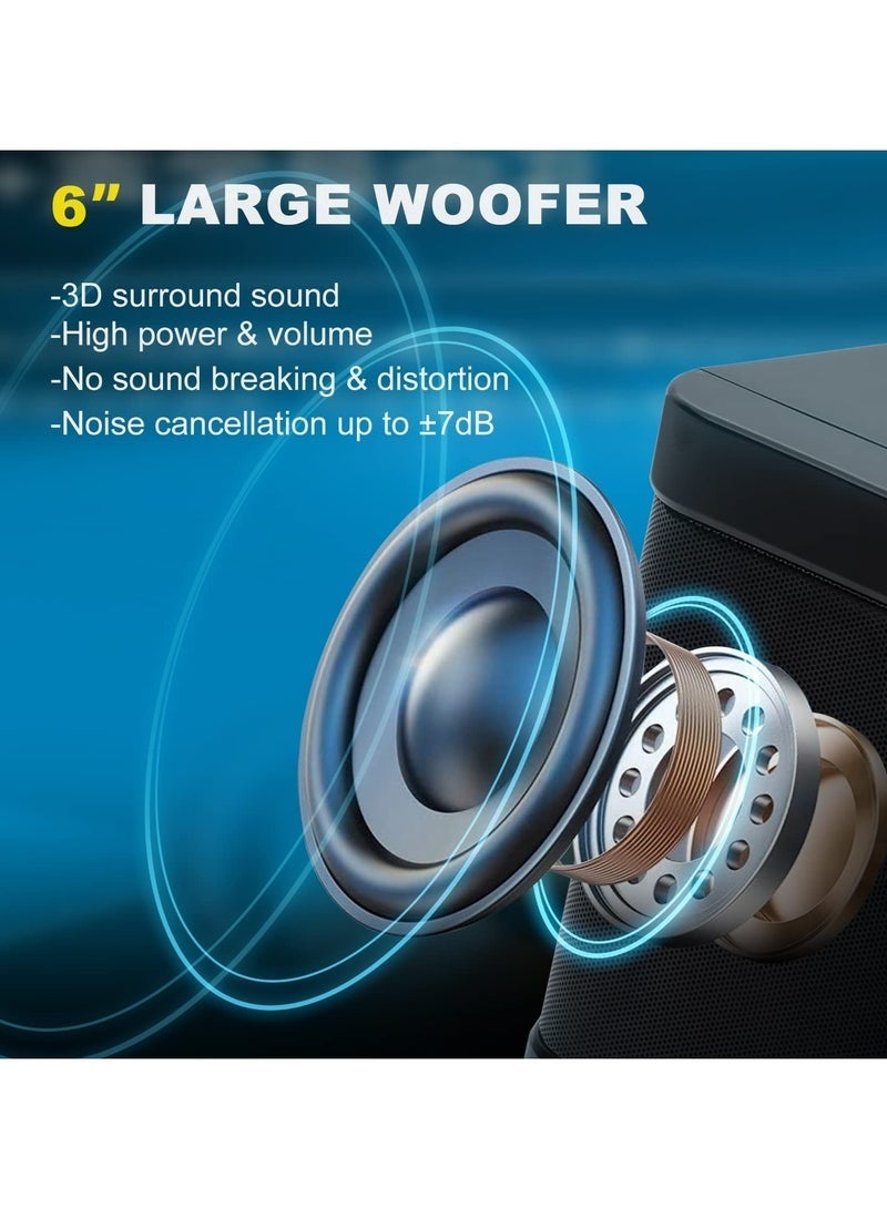 سو.يوسد نظام صوتي احترافي محمول لكاريوكي مع ميكروفونين لاسلكيين بتردد فائق العلو، بطارية طويلة الأمد بسعة 3000 مللي أمبير، بلوتوث 5.3 + مدخلات متعددة USB/TF/AUX - Image 3