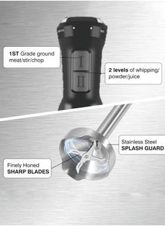 Hoffmans 4 in 1 Hand Blender,1000 W 21 Speeds Electric Handheld Blender with Chopper,Mixer,Stainless Steel Blades for Soup, Smoothie, Puree,Baby Food,HM-8026  - Image 3