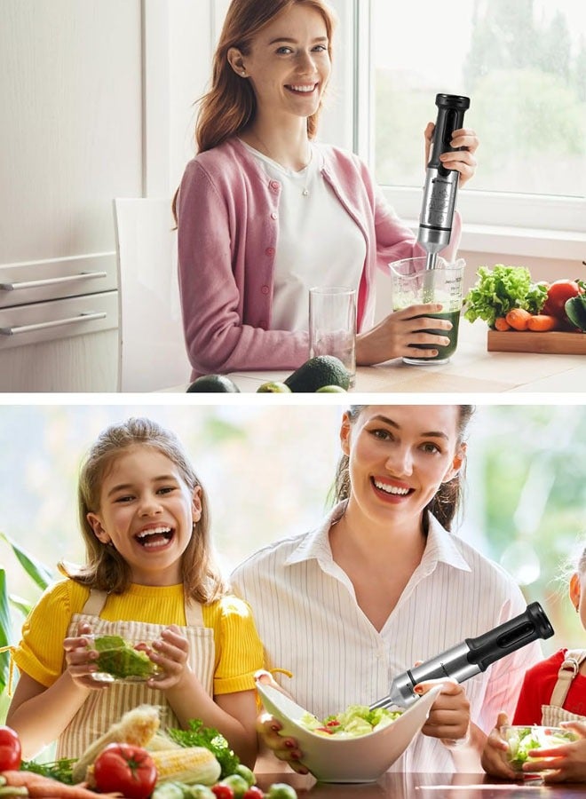 Hoffman's Appliance الهاند بلندر 4 في 1، 1000 واط، 21 سرعة، خلاط يدوي كهربائي مع مفرمة، وخلاط، وشفرات من الفولاذ المقاوم للصدأ للحساء، والعصائر، والهريس، وطعام الأطفال، HM-8026 - Image 4