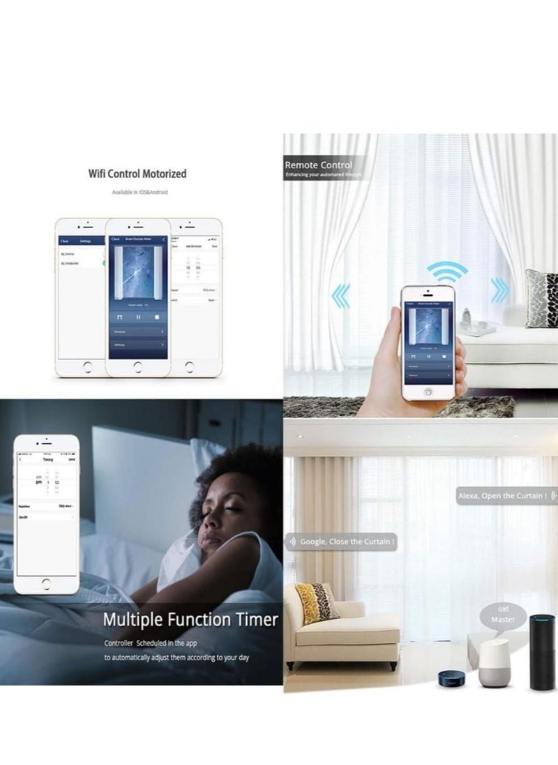 TUYA - JiaFeng WiFi Intelligent Curtain Motor, Motorised Curtain, Remote Control, Alexa, Google Home Compatible, Smart Curtains - Image 1