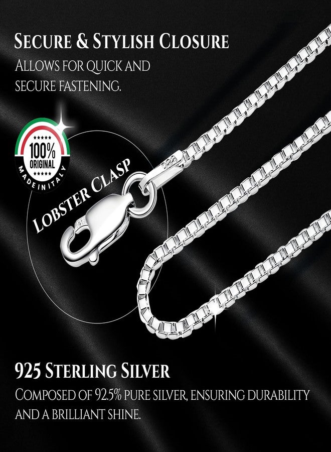 Designer Sterling Silver قلادة إيطالية مصنوعة من الفضة الاسترلينية 925 بسلسلة مربعة 1.5 مم خفيفة الوزن وقوية - مشبك مخلب جراد البحر 16-36" - Image 3