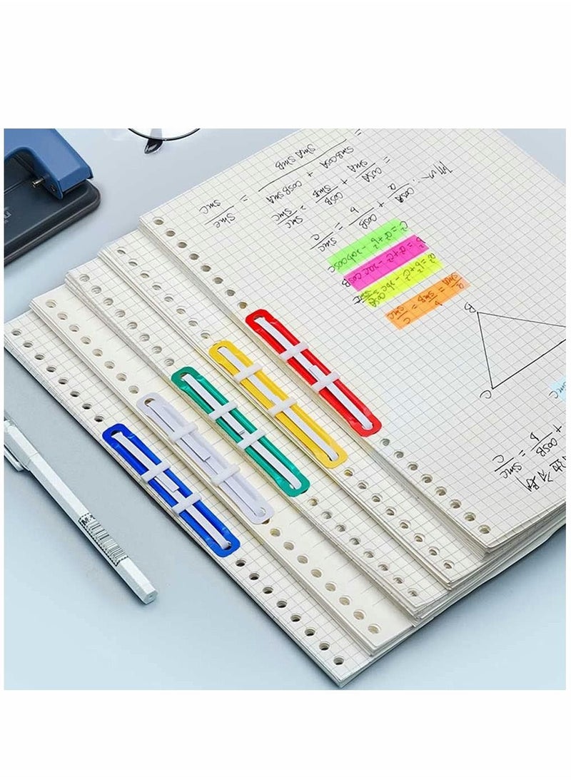 Clamping Strip, Color Binding Clips, Double Hole Simple Binder, Two-hole Document, Binderdurable Filing Strip Fastener, Colored Filing Clip, Plastic Fasteners Filing Clips for Paper Files, 45 Pcs