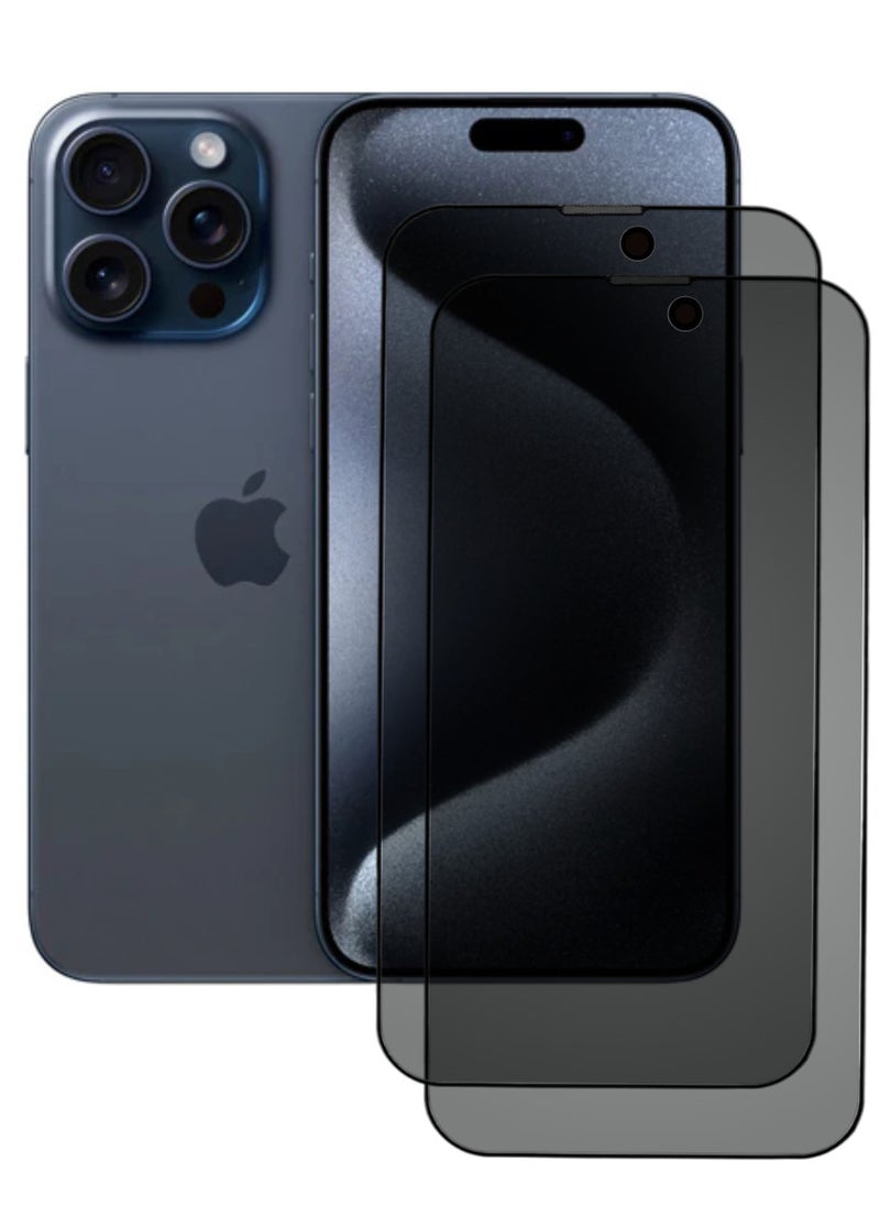 ACLIX 2 Pieces Antistatic ESD Dustproof Premium Quality High Definition Anti-Spy Privacy Tempered Glass Screen Protector Designed For  iPhone 15 Pro - Image 1