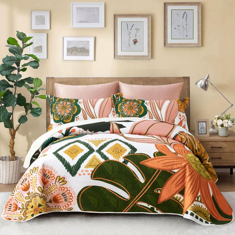 Tyrot Boho Floral Quilt Sets, Twin, C3 - Image 1