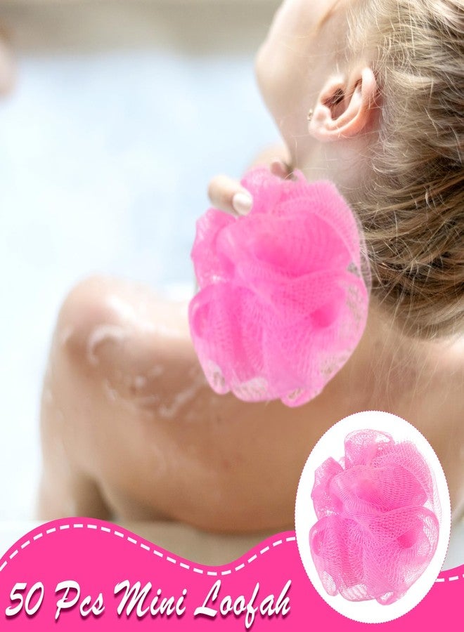 Suttmin 50 Pcs Loofah Sponge Bulk Mini Shower Sponge 3 Inch Loofahs Shower Pouf Mesh Shower Ball for Women Kids Men Exfoliating Bath Scrubber Travel Size Shower Gift(Pink) - Image 4