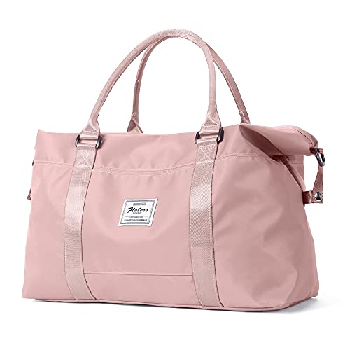 SEAFEW Pink Gym Bag with Wet Pocket, Foldable Travel Duffle Bag Carry On Weekender Bags for Women, Waterproof Overnight Bag for Travel, Gym, Yoga - Image 1