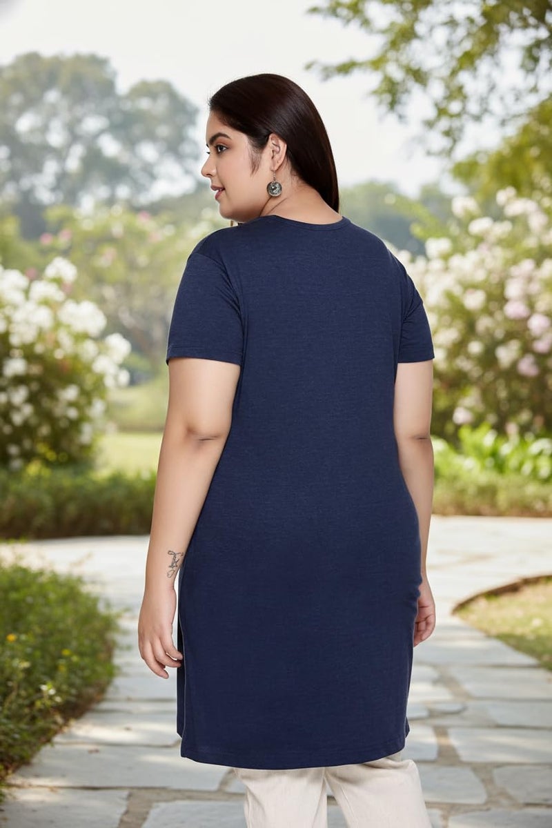 In Love Women's Plus Size Cotton Long-line Chest Print T-Shirt with Pocket - Image 5