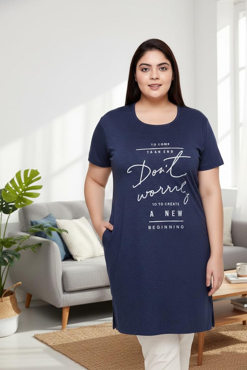 In Love Women's Plus Size Cotton Long-line Chest Print T-Shirt with Pocket - Image 4