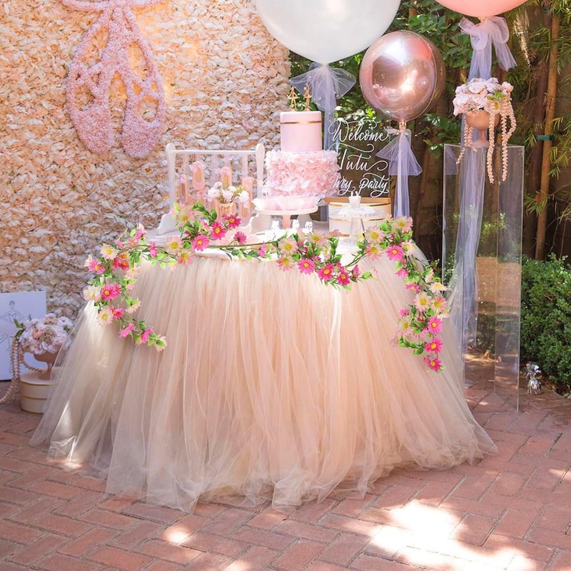 HO2NLE 6.5ft Silk Flower Garland Pink Wildflower & Artificial Daisy Vine with 88 Blooms â€“ Realistic Spring Floral Hanging Vines for Wedding Arch, Baby Shower, Party Backdrop, and Home Wall Decor - Image 5