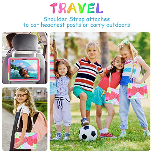 Ambison Case for iPad A16 11th/10th Generation 2025/2022 11''/10.9'' for Kids Girls, with 9H Tempered Glass Screen Protector, Rugged Heavy Duty Protective with Butterfly Stand, Carrying Strap-Rose Red - Image 5