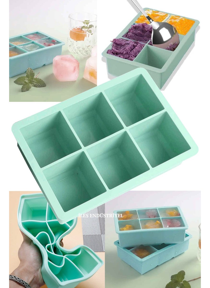 Gurme Chef - Food Grade Silicone 6-Piece Large Multi-Purpose Ice Mold Green - Image 1