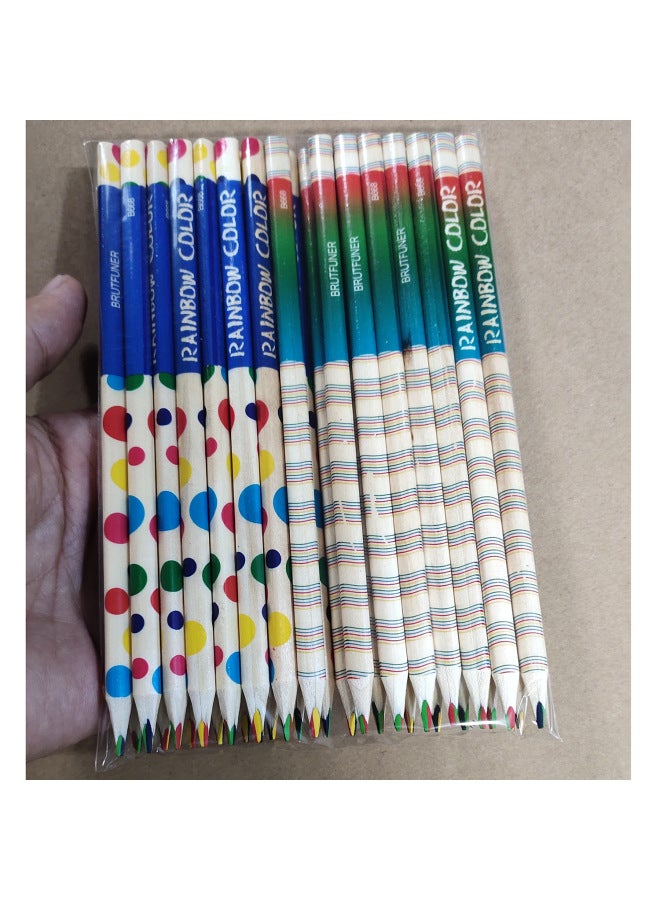 Brutfuner Korean Creative Stationery Four-color Color Pencil Four-color Same Core Triangle Color Pencil Rainbow Core Children's Graffiti - Image 1