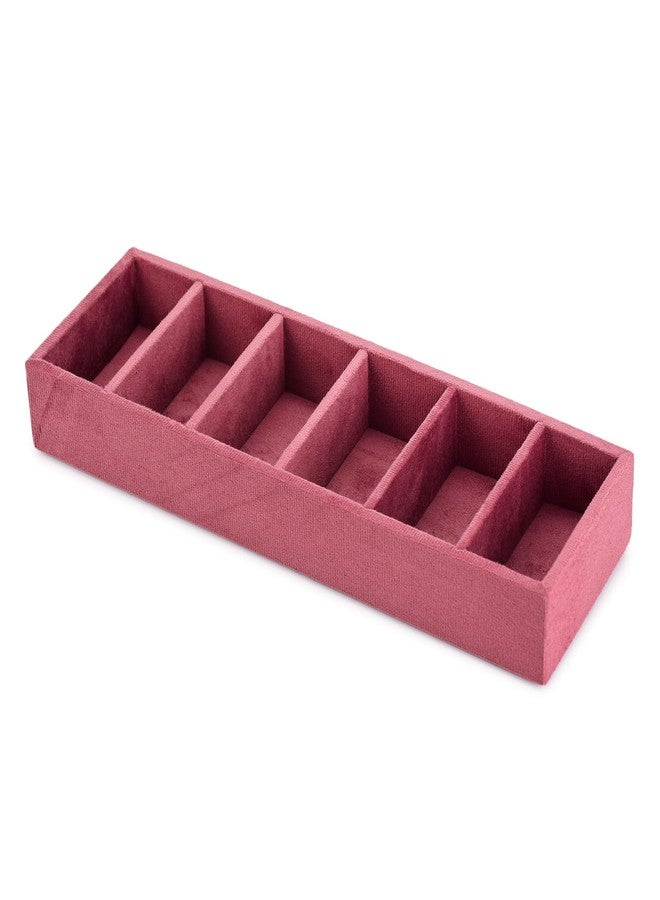 Azyeea Premium Velvet 6 Slot Kada Tray Bangle box Tray to Organize Your Kada's Dark Pink Colour Drawer tray size -12X3.8X1.5 Inch - Image 3