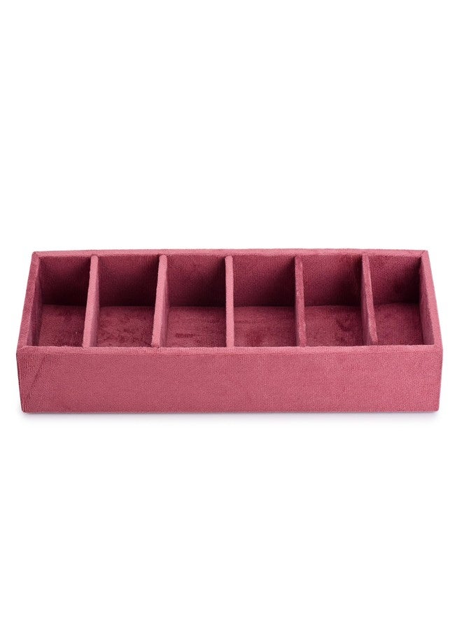 Azyeea Premium Velvet 6 Slot Kada Tray Bangle box Tray to Organize Your Kada's Dark Pink Colour Drawer tray size -12X3.8X1.5 Inch - Image 5