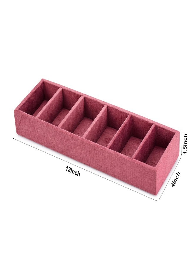 Azyeea Premium Velvet 6 Slot Kada Tray Bangle box Tray to Organize Your Kada's Dark Pink Colour Drawer tray size -12X3.8X1.5 Inch - Image 2