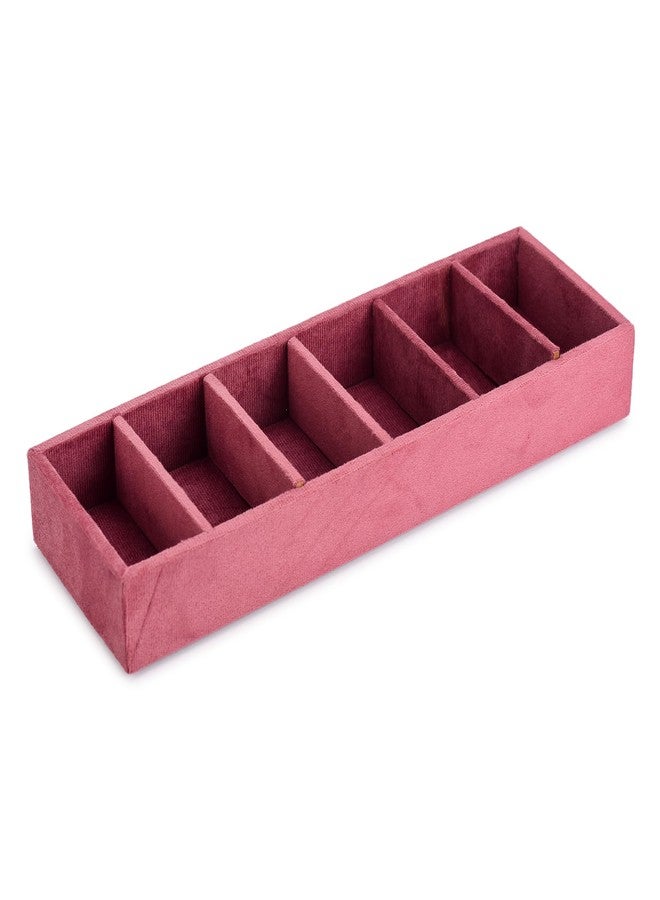 Azyeea Premium Velvet 6 Slot Kada Tray Bangle box Tray to Organize Your Kada's Dark Pink Colour Drawer tray size -12X3.8X1.5 Inch - Image 4