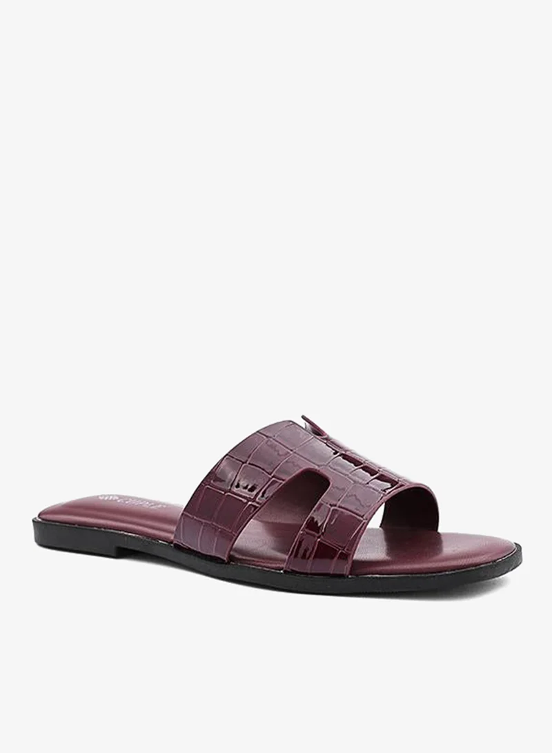 كابلي Cuple Croc-Embossed Double Strap Flat Slides