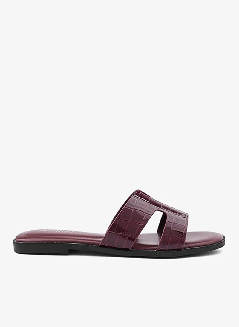كابلي Cuple Croc-Embossed Double Strap Flat Slides