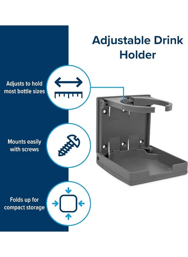 Camco Camper/RV Drink Holder - Features Adjustable Space-Saving Design & Holds Almost Any Size Mug, Cup, Bottle or Can - Extra Cup Holder for Cars, Trucks, RVs, Vans, Boats, and More - Gray (44041) - Image 4