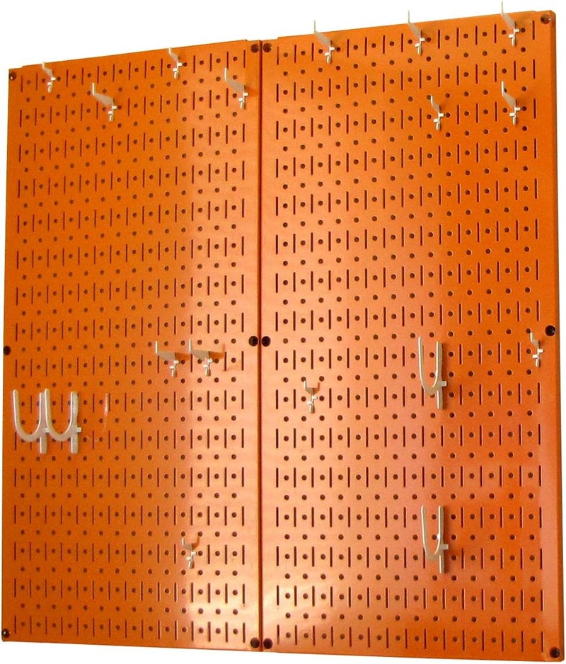 Wall Control Kitchen Pegboard Organizer Pots and Pans Storage Rack Organization Kit with Orange Pegboard and White Accessories - Image 2