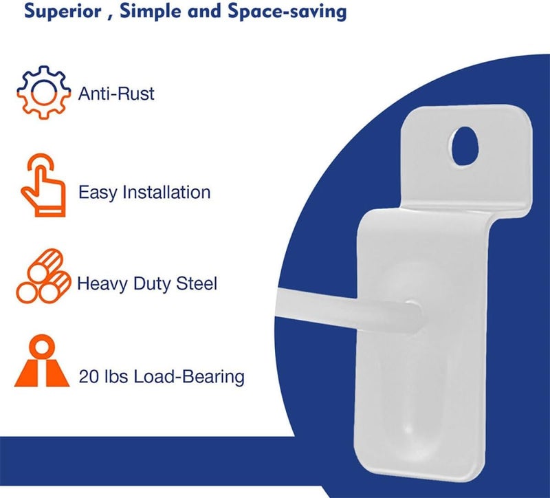 10pcs 15cm White Metal Panel Pegboard Hooks for Commodity Display, Utility Hooks Compatible with Supermarket Shelves and Garage Storage - Image 3