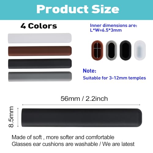 fusanwin Anti-Slip Glasses Ear Cushion, Silicone Eyeglasses Temple Tips Sleece, Soft Sleeve Grip, Comfort Eyeglass Ear Cushions, Eyeglass Ear Grips for Men, Women, Glasses Accessories (3 Brown Pairs) - Image 3